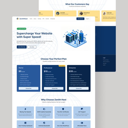 ZenithHost - Landing Page UI/UX Design