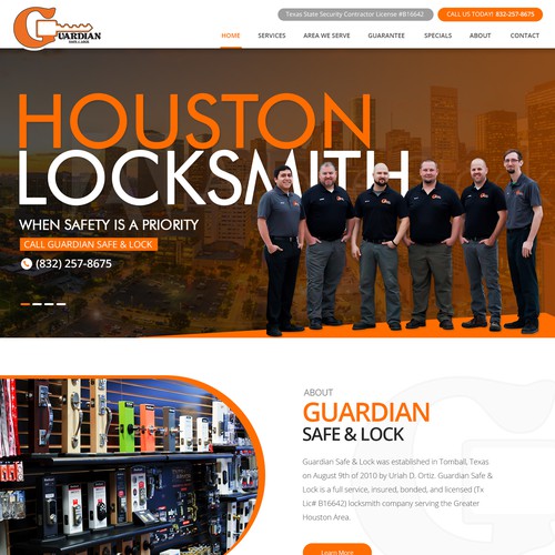 Website design for Guardian safe & Lock