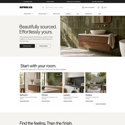 Repubblica — Premium Tiles & Interiors Website Concept