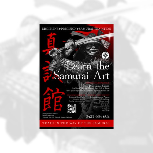 Poster and promotion material for a Japanese Sword School