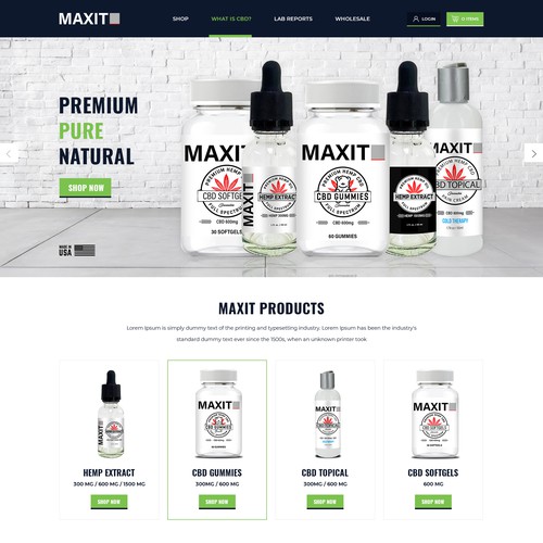 Home page design for CBD product
