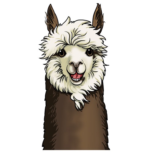 Create a character illustration of an Alpaca