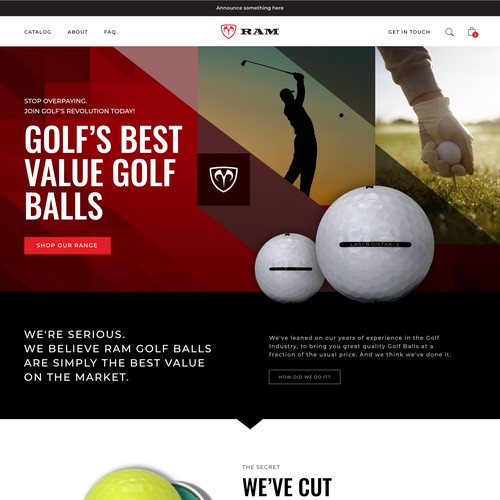 Homepage concept for golf brand