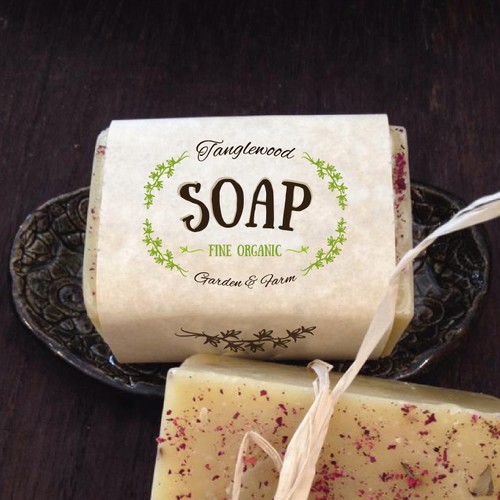 Create an enchanting label for Tanglewood Garden & Farm organic soap