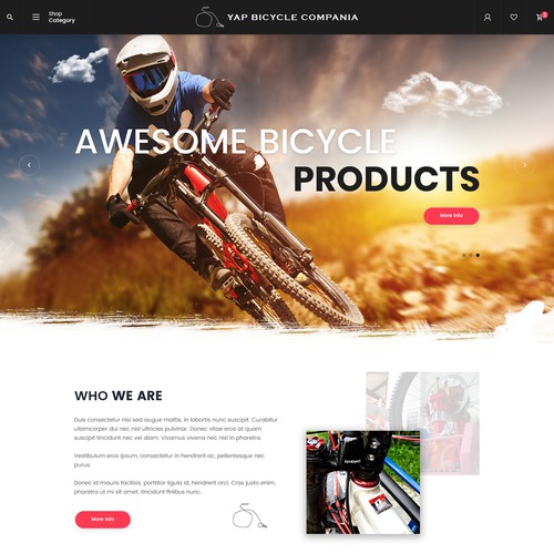 Homepage design for Yap Bicycle Compania