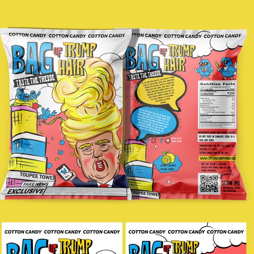 Funny and hilarious tump hair cotton candy packaging