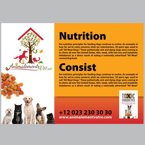 Create a flyer to promote the marketing of Dr. Jutta Ziegler's pet food in Switzerland