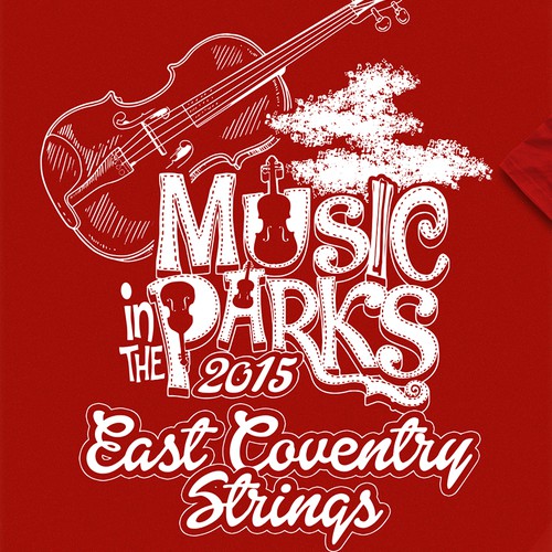 Create a  musical theme pertaining to string instruments for " Music in the Park