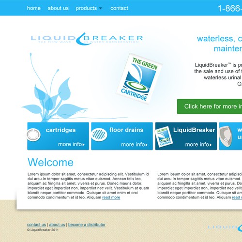 Need a Sharp, Clean Homepage & Product page for Liquid Breaker!