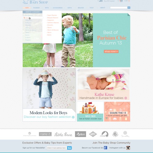 Website design for baby/children clothing shop