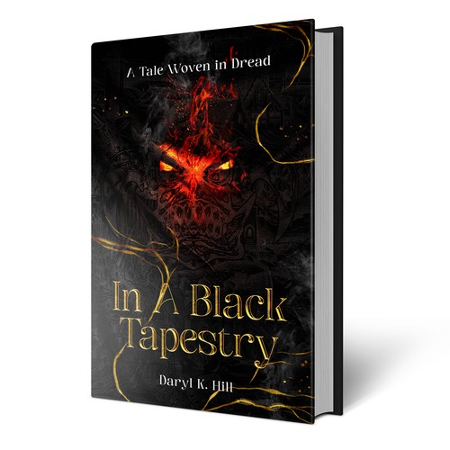 in a black tapestry book cover design