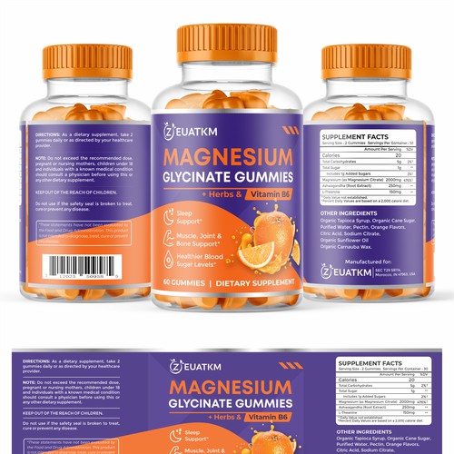 Magnesium gummies supplement label