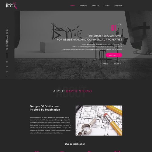 Baptie Architecture Agency Landing Page