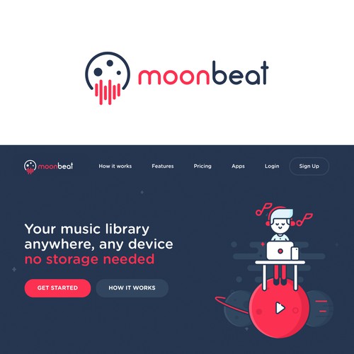 Logo for "Moon Beat", a cloud based music service