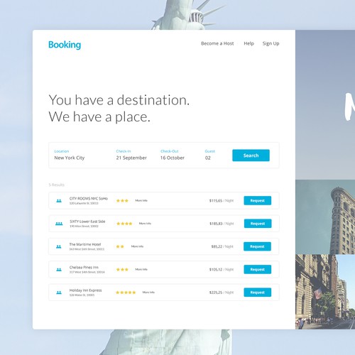 Booking web page design