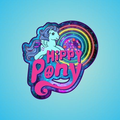 cartoon character logo for hippy pony