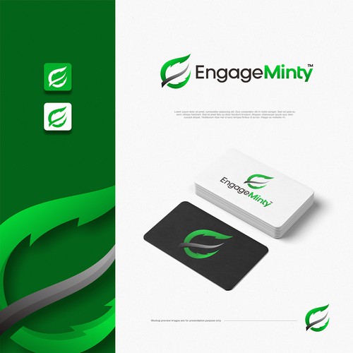 Simple and Bold Initial E Mint Leaf Logo Design