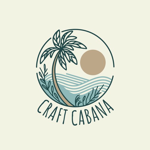 Logo concept for an arts and crafts business on the beach