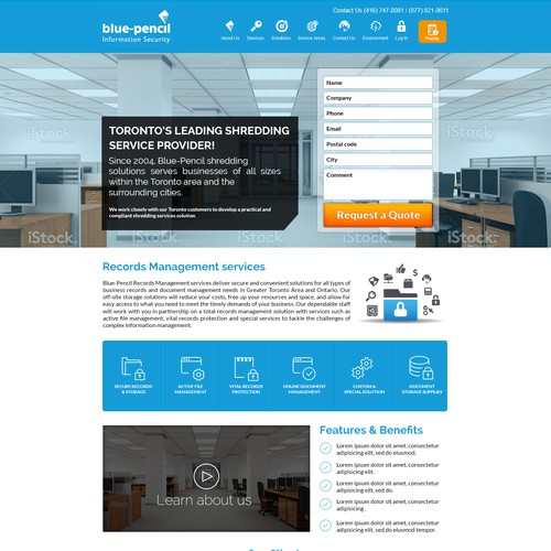 Create the MOST AWESOME Landing Page for a Document Shredding Company
