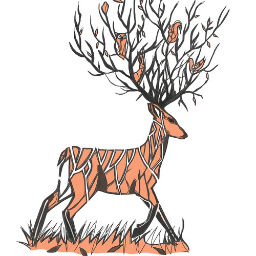 Deer & Nature Illustration