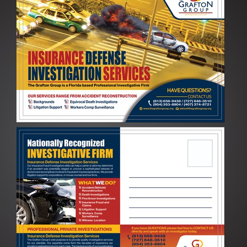 Create a PostCard for "Insurance Defense Investigation Services"