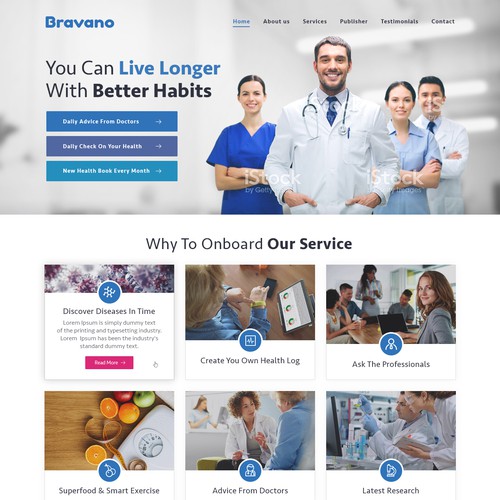 Landing Page of Health Website