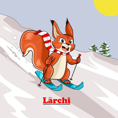 Mascot "Lärchi" (a modern, cool, funny & cheeky squirrel) for a young dynamic ski school