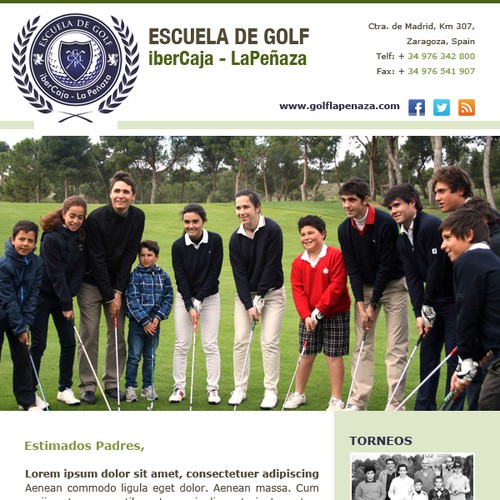 Email Design Template for Golf School