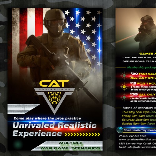 postcard or flyer for Cotati Airsoft Tactical
