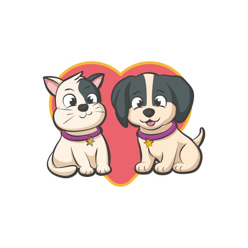 Puppy and cat cartoon mascot