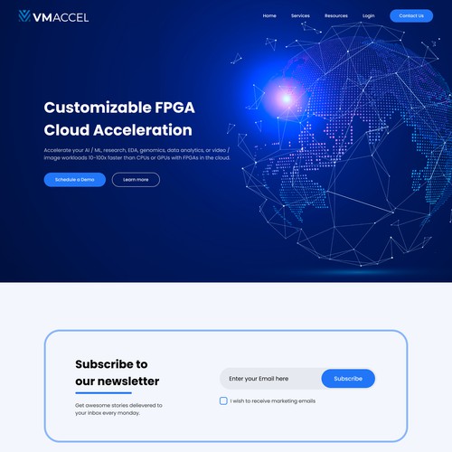 Landing page design for cloud SaaS startup