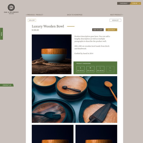 Oak & Mulberry Product Page Design