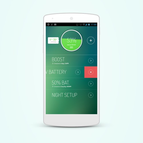 Create a beautiful design for an android battery saving app