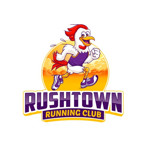 mascot logo Running Rooster