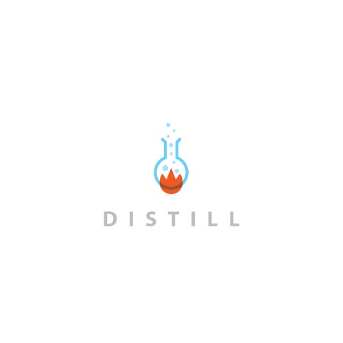Create a crisp and witty logo for Distill, a video excerpter