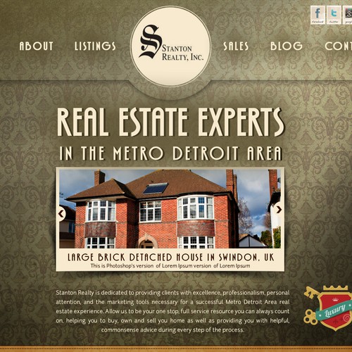 Vintage 1960s website design for Stanton Realty Inc.