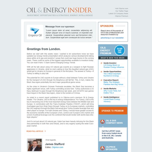 Energy News site e-mail newsletter contest - Read by 50,000 people daily