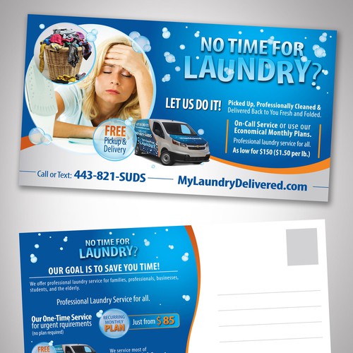 Design a Postcard Mailer for a Wash & Fold Delivery Service