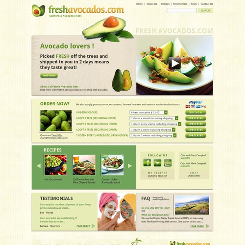 FreshAvocados.com website (1 page)