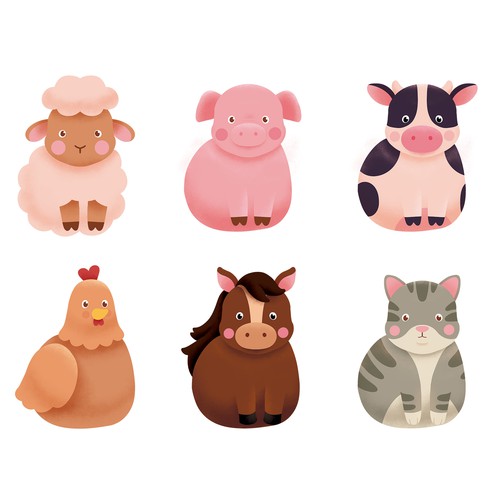 Cartoon Farm Animals Illustration
