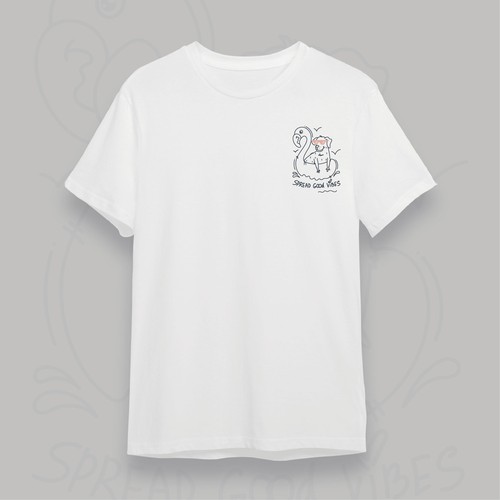 T-shirt design with the image of a dog with a good vibes.