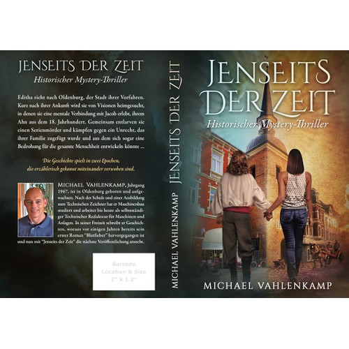 Book and ebook cover for a mystical novel "Jenseits der Zeit (Beyond Time)" set half in the present day and half in the 18th century