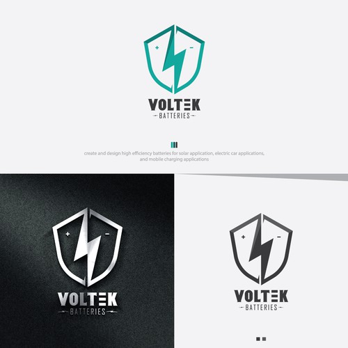 thunder and shield logo concept for VOLTEK batteries