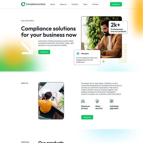 Website for a compliance legal tech startup