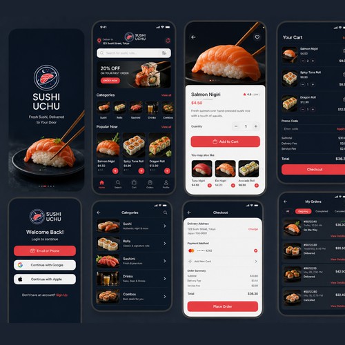 Sushi Uchu Mobile App UI Design