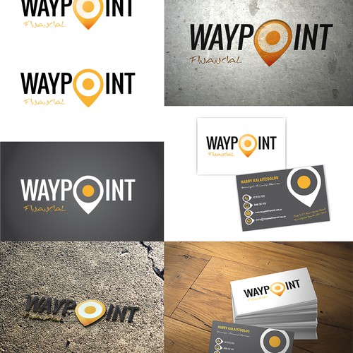 Create the next logo and business card for Waypoint Financial