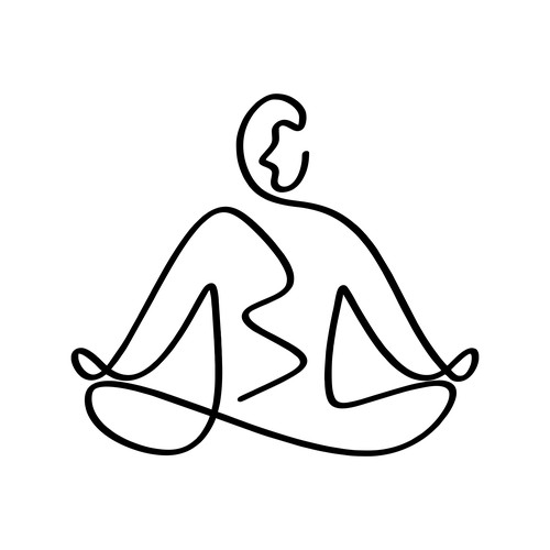 single line drawing body plus mind logo