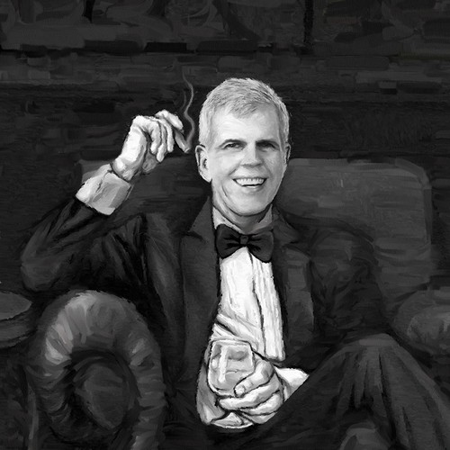 Donald Burns BW portrait Illustration