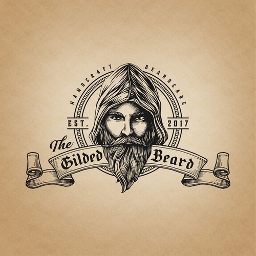 Bold vintage logo for The Gilded Beard