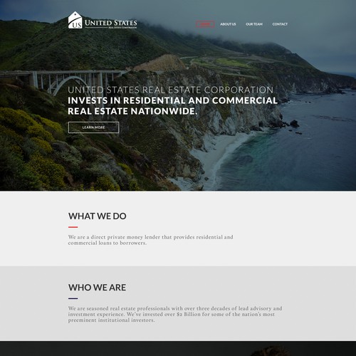 Create a one page website design for real estate finance/investment company.